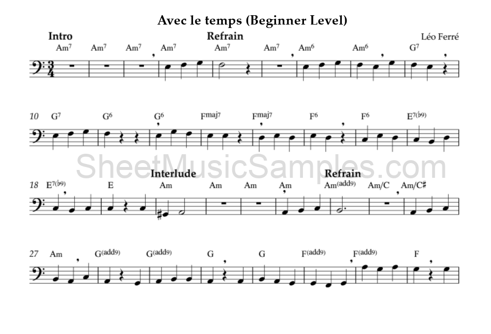 Avec le temps (Beginner Level)