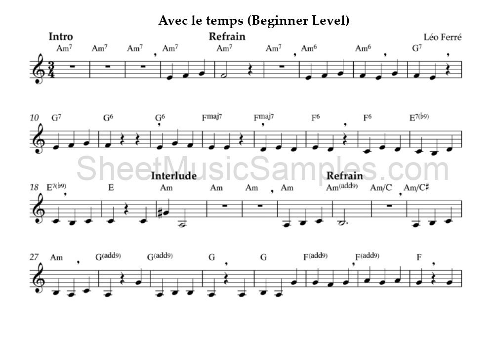 Avec le temps (Beginner Level)