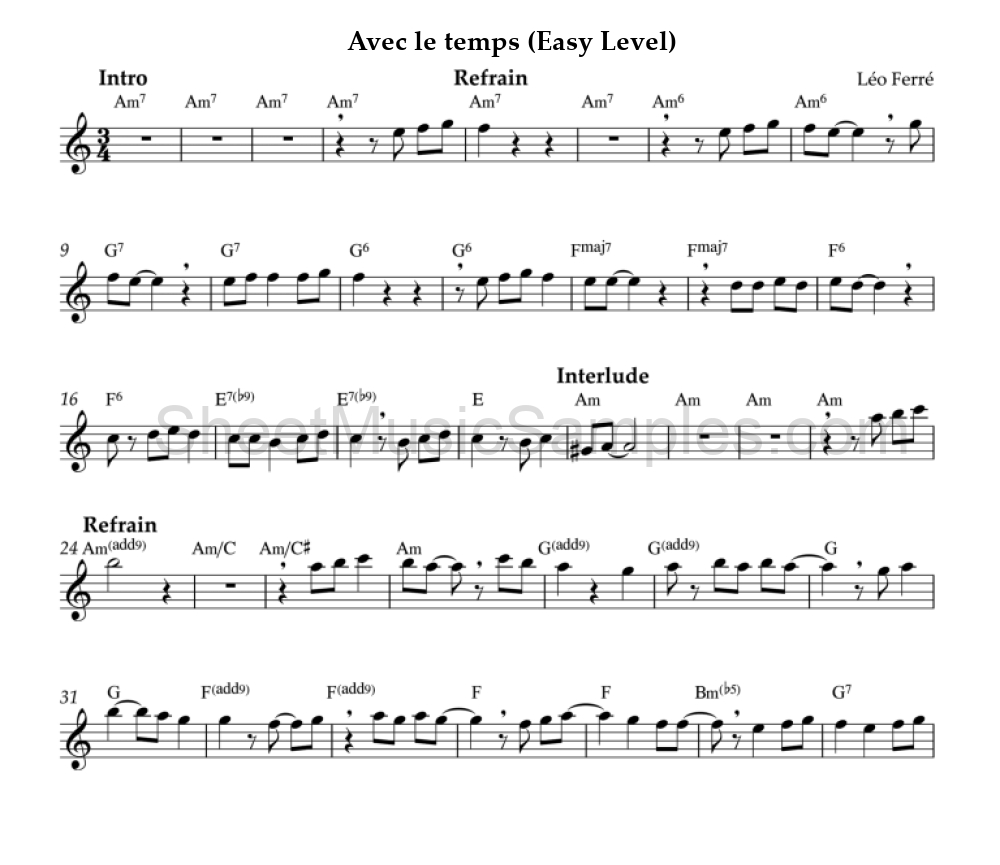 Avec le temps (Easy Level)