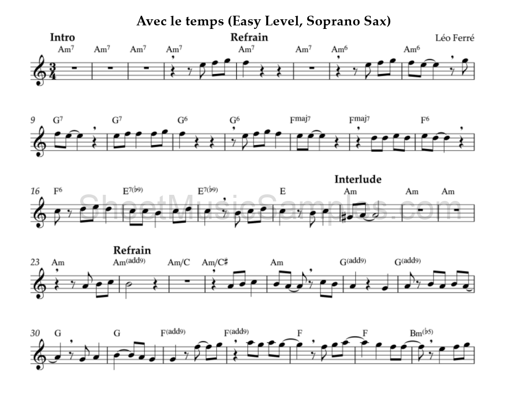 Avec le temps (Easy Level, Soprano Sax)