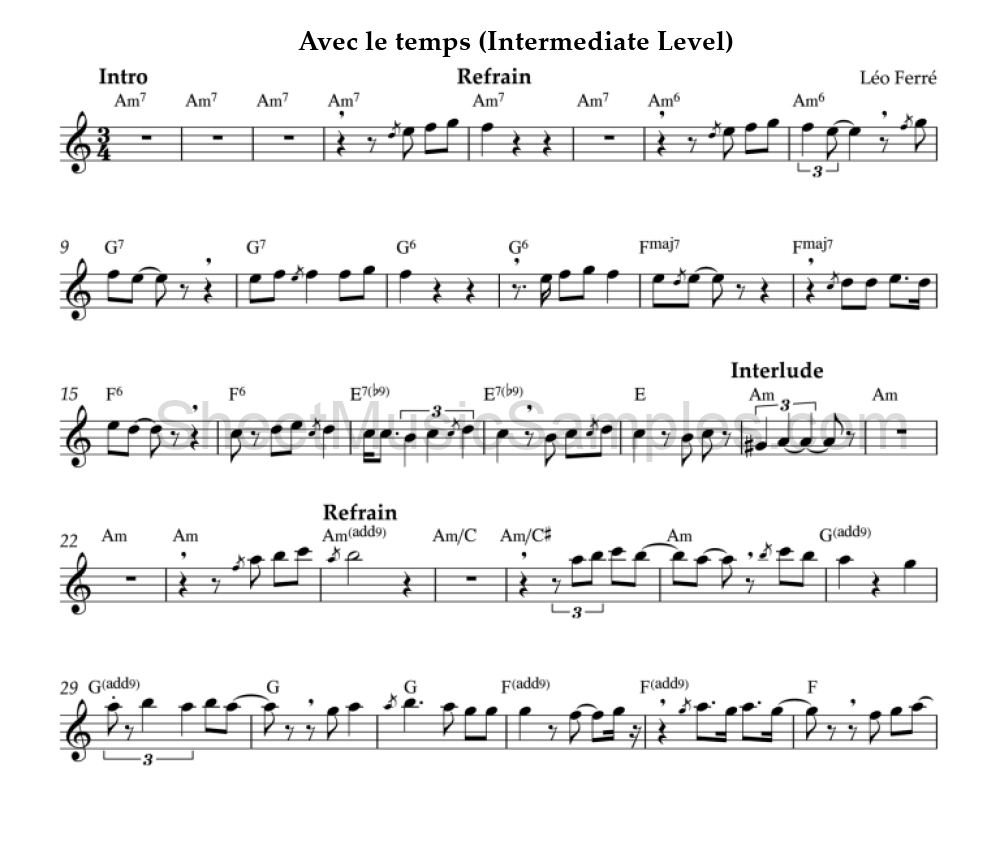 Avec le temps (Intermediate Level)