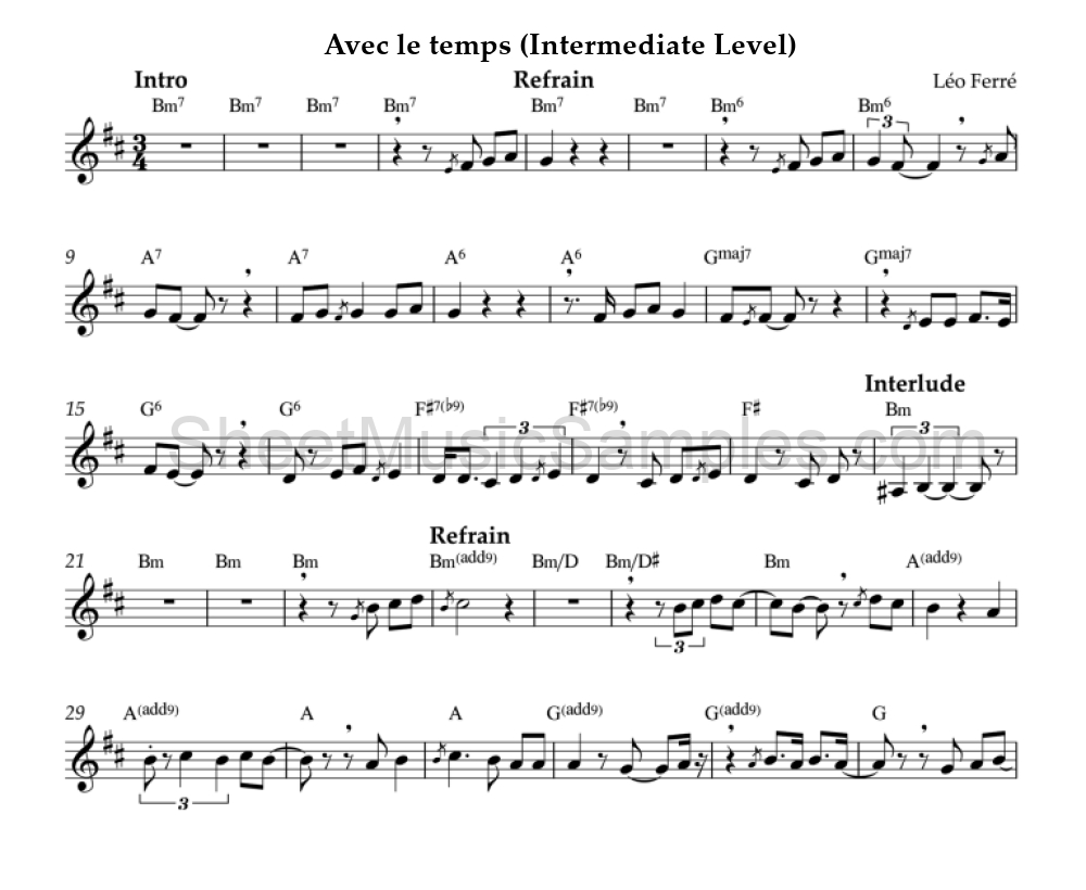 Avec le temps (Intermediate Level)