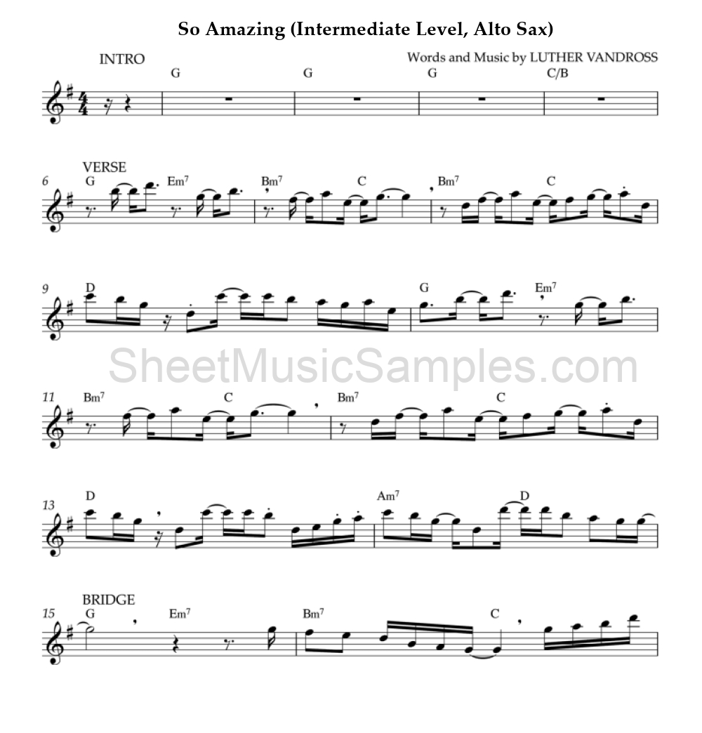 So Amazing (Intermediate Level, Alto Sax)