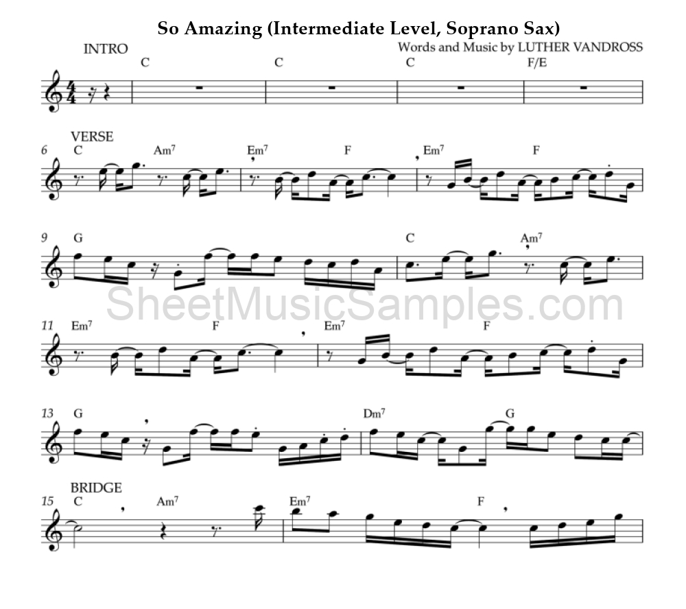 So Amazing (Intermediate Level, Soprano Sax)