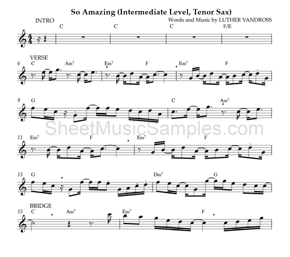 So Amazing (Intermediate Level, Tenor Sax)