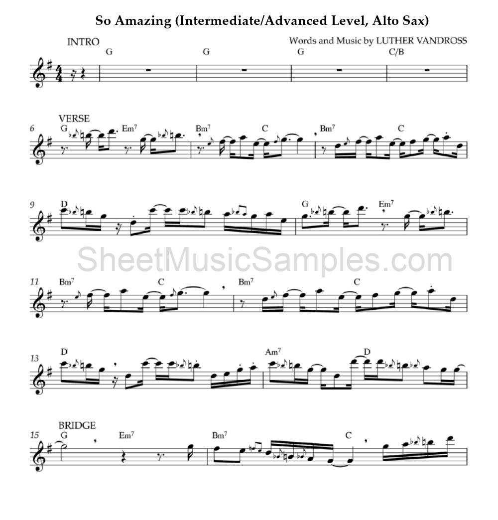 So Amazing (Intermediate/Advanced Level, Alto Sax)