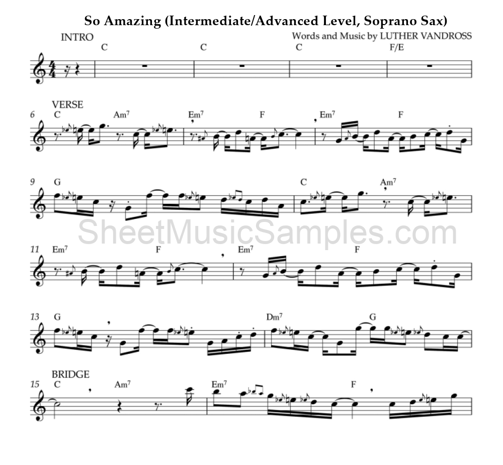 So Amazing (Intermediate/Advanced Level, Soprano Sax)