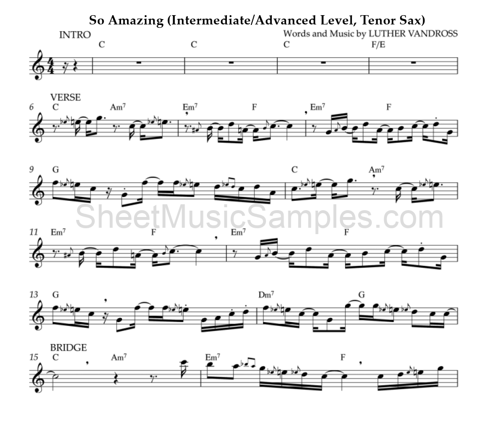 So Amazing (Intermediate/Advanced Level, Tenor Sax)