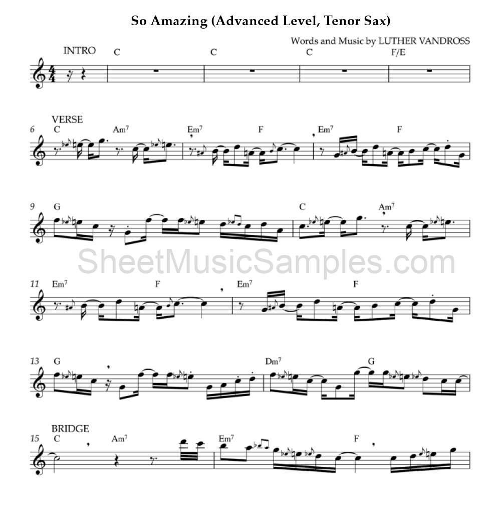 So Amazing (Advanced Level, Tenor Sax)