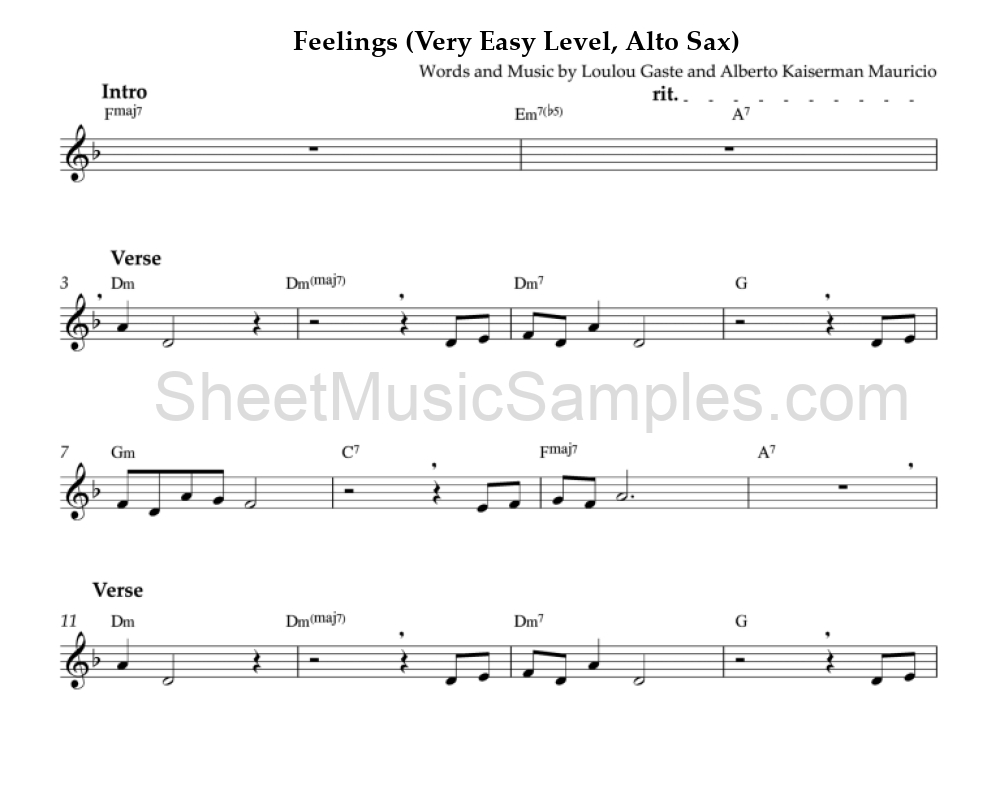 Feelings (Very Easy Level, Alto Sax)