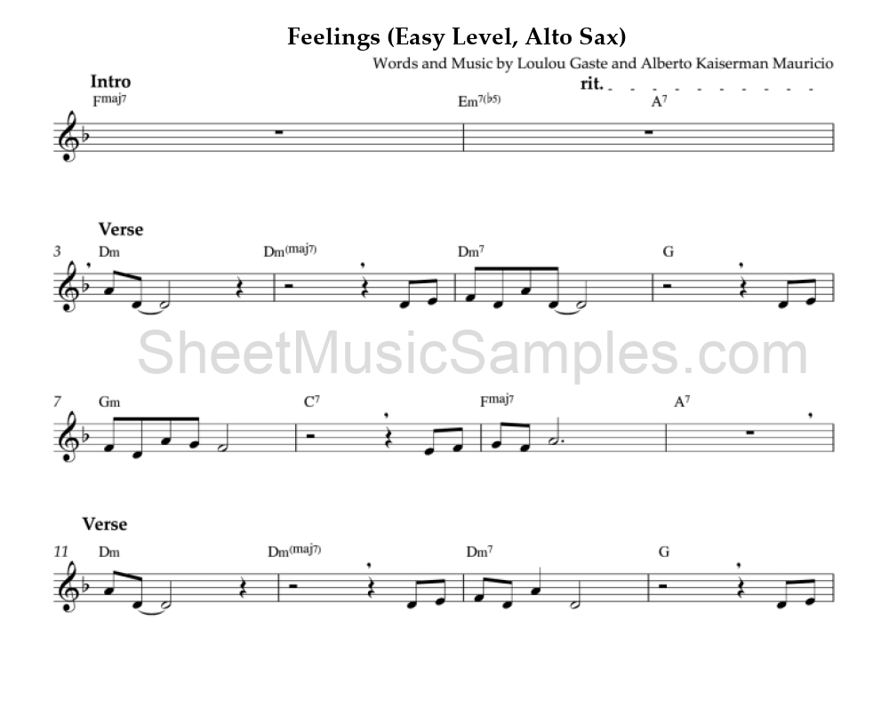 Feelings (Easy Level, Alto Sax)