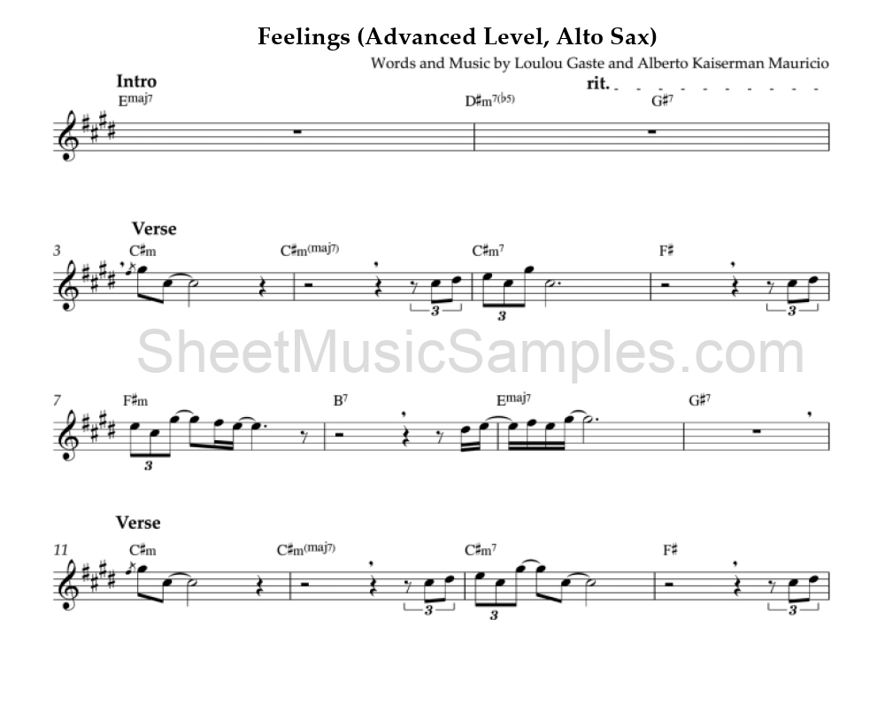 Feelings (Advanced Level, Alto Sax)