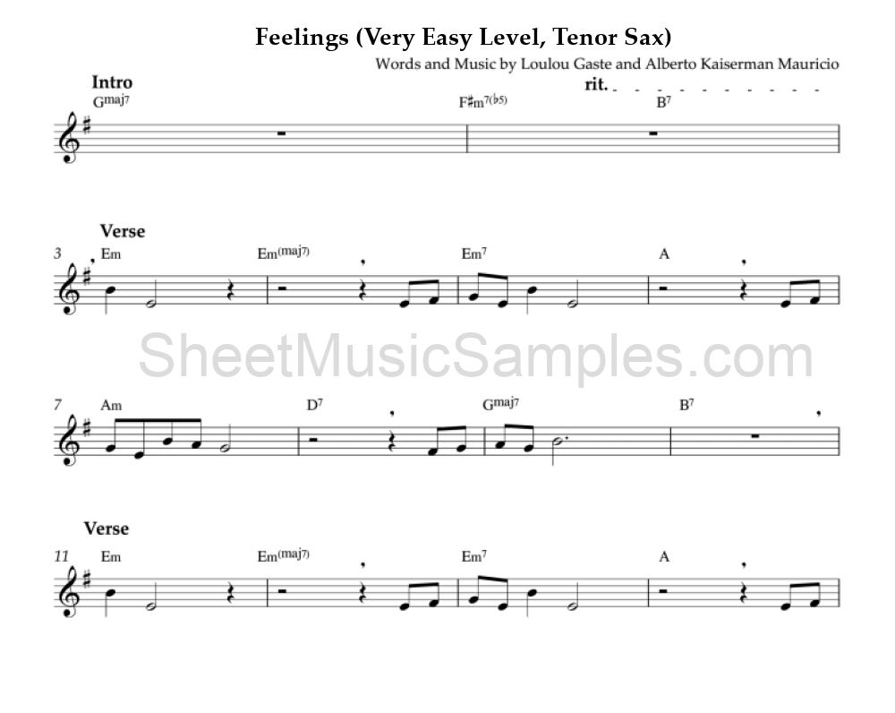 Feelings (Very Easy Level, Tenor Sax)