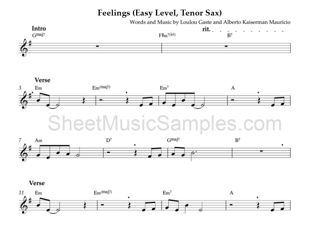 Feelings (Easy Level, Tenor Sax)