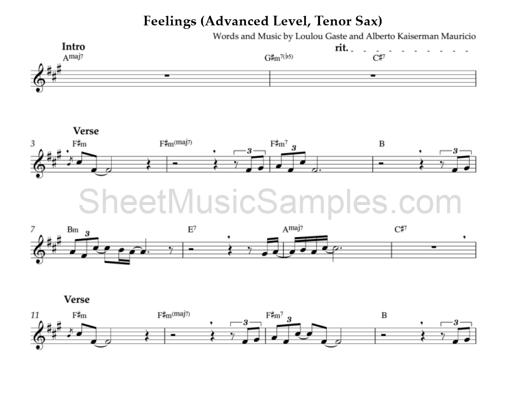 Feelings (Advanced Level, Tenor Sax)