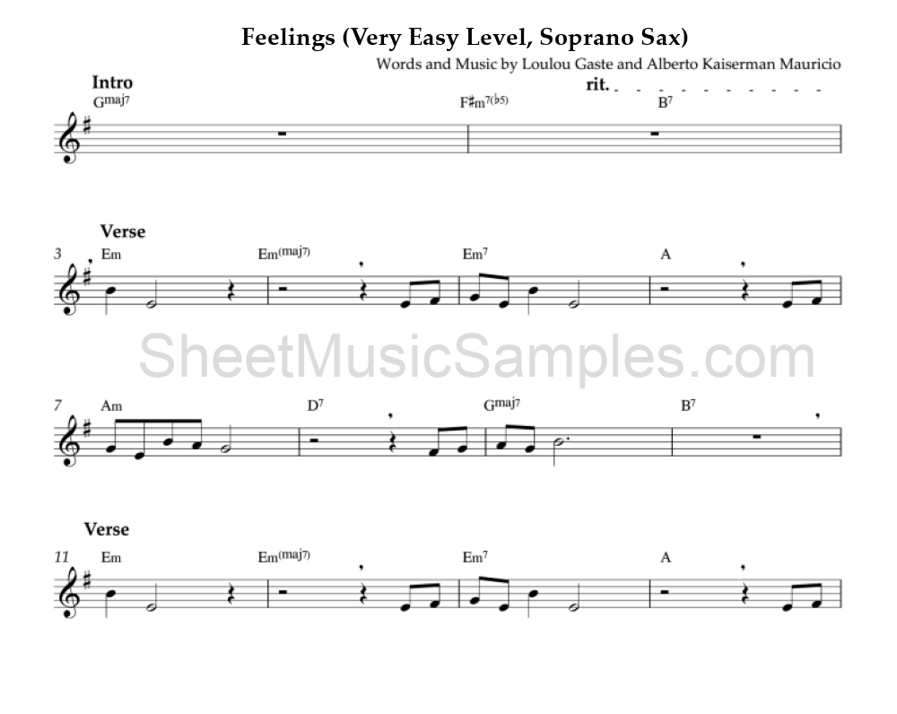 Feelings (Very Easy Level, Soprano Sax)