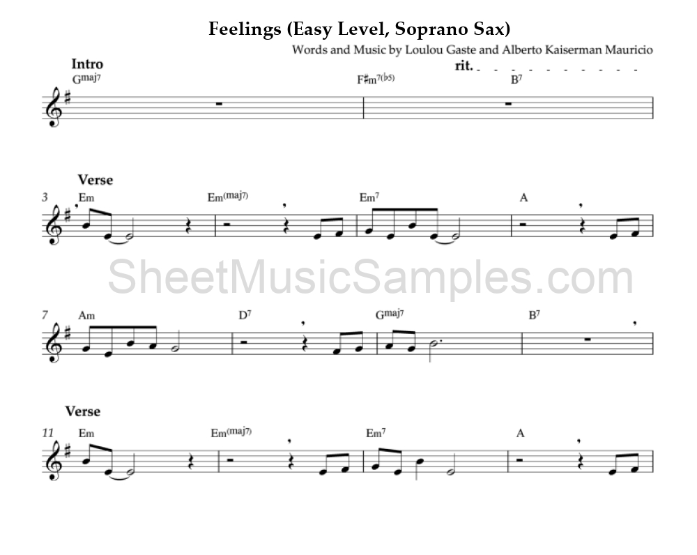 Feelings (Easy Level, Soprano Sax)