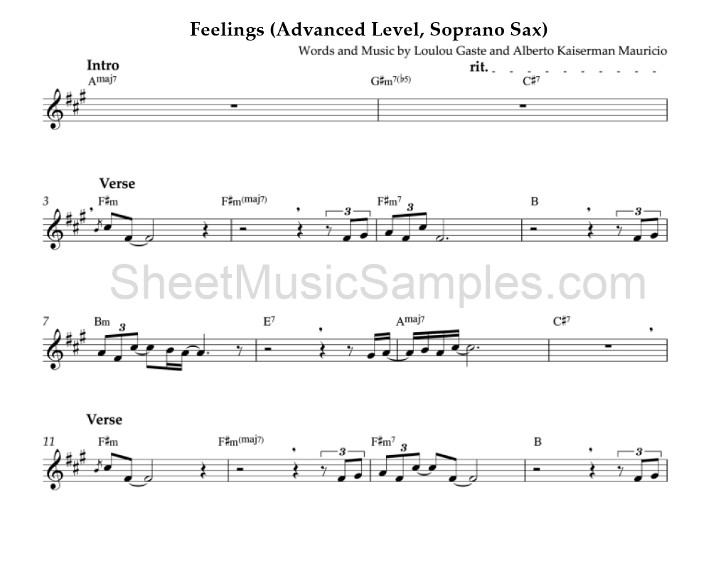 Feelings (Advanced Level, Soprano Sax)