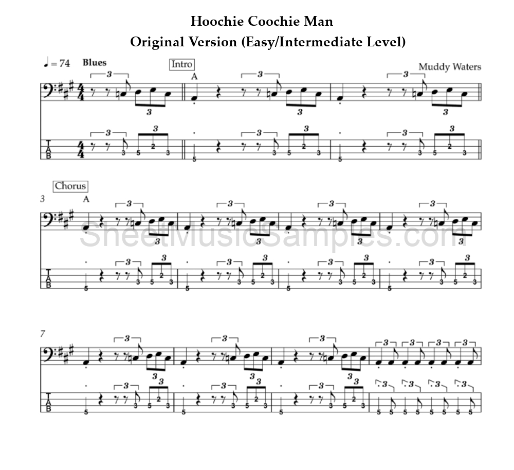 Hoochie Coochie Man - Original Version (Easy/Intermediate Level)