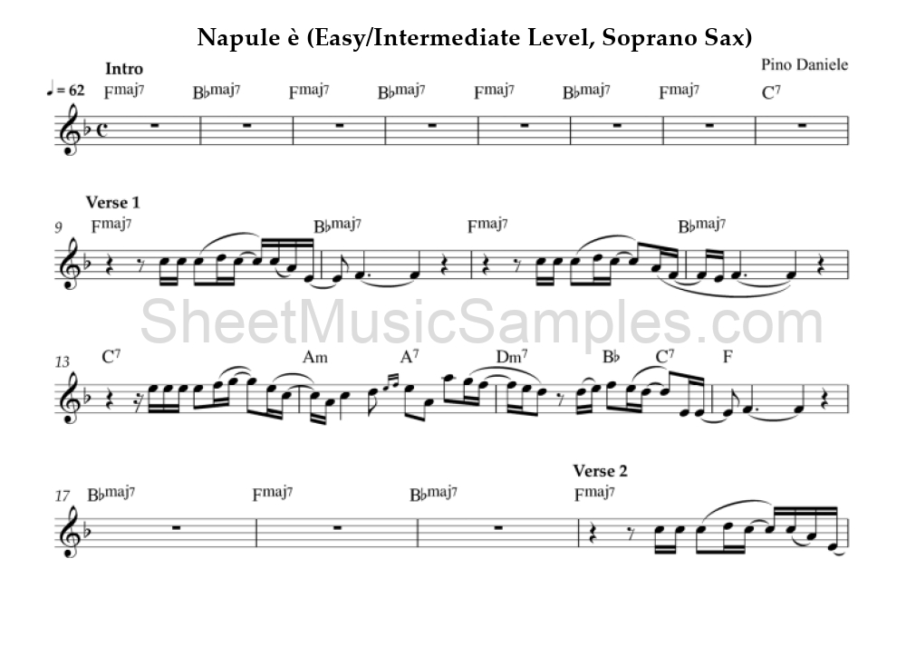 Napule è (Easy/Intermediate Level, Soprano Sax)