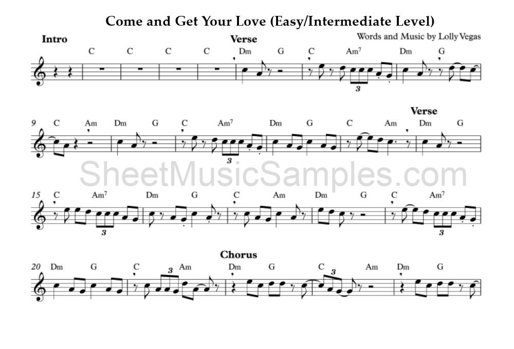 Come and Get Your Love (Easy/Intermediate Level)