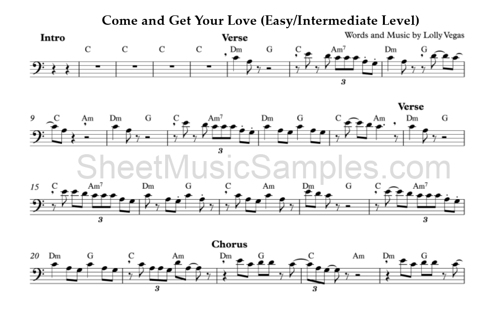 Come and Get Your Love (Easy/Intermediate Level)