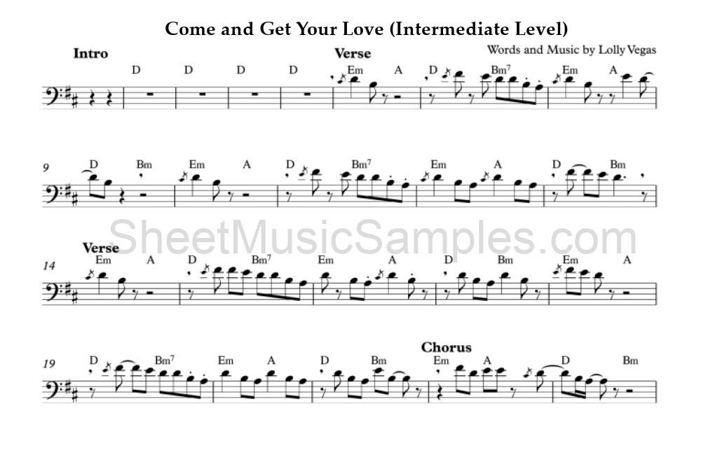 Come and Get Your Love (Intermediate Level)