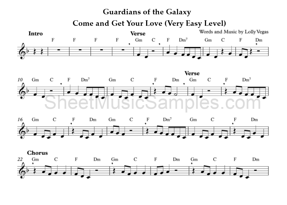 Guardians of the Galaxy - Come and Get Your Love (Very Easy Level)