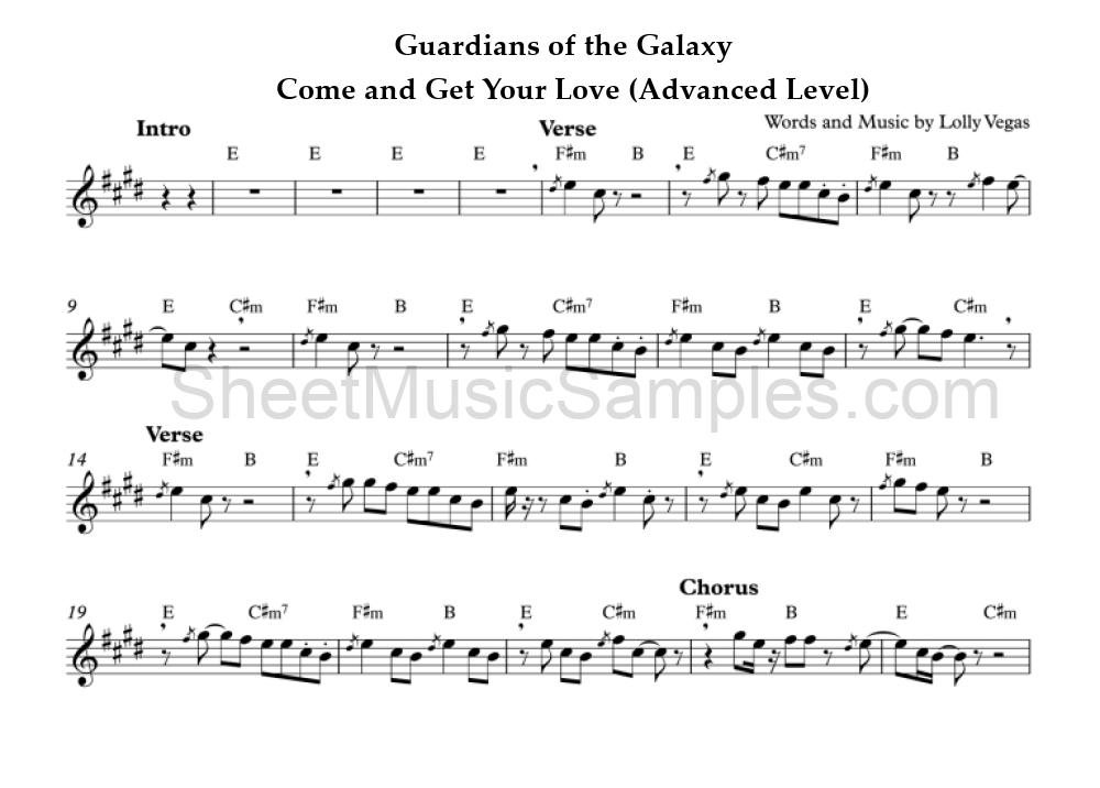 Guardians of the Galaxy - Come and Get Your Love (Advanced Level)