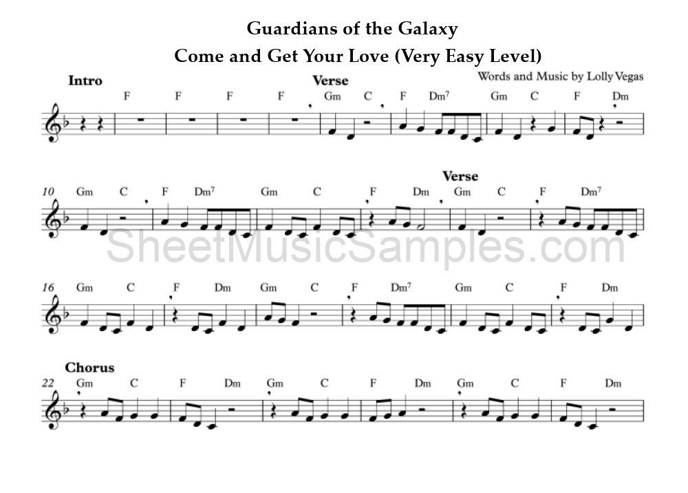 Guardians of the Galaxy - Come and Get Your Love (Very Easy Level)