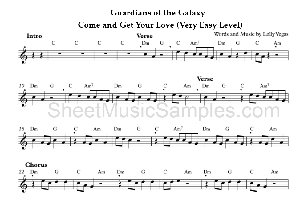 Guardians of the Galaxy - Come and Get Your Love (Very Easy Level)