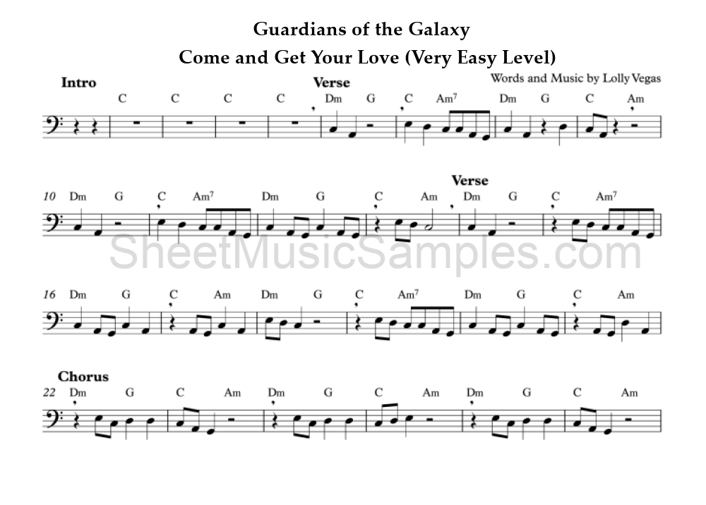 Guardians of the Galaxy - Come and Get Your Love (Very Easy Level)