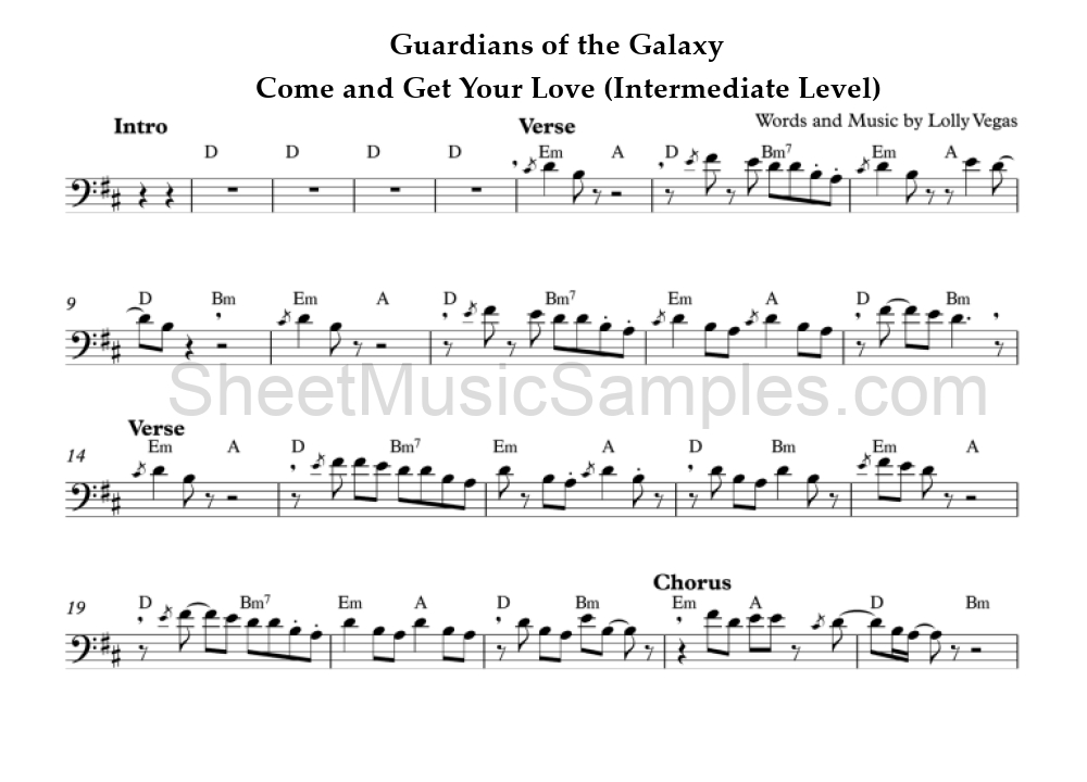 Guardians of the Galaxy - Come and Get Your Love (Intermediate Level)