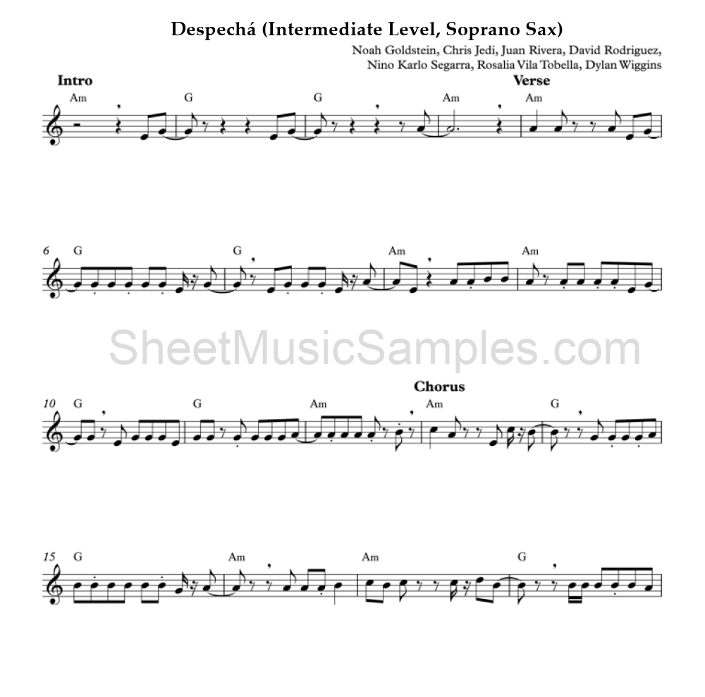 Despechá (Intermediate Level, Soprano Sax)