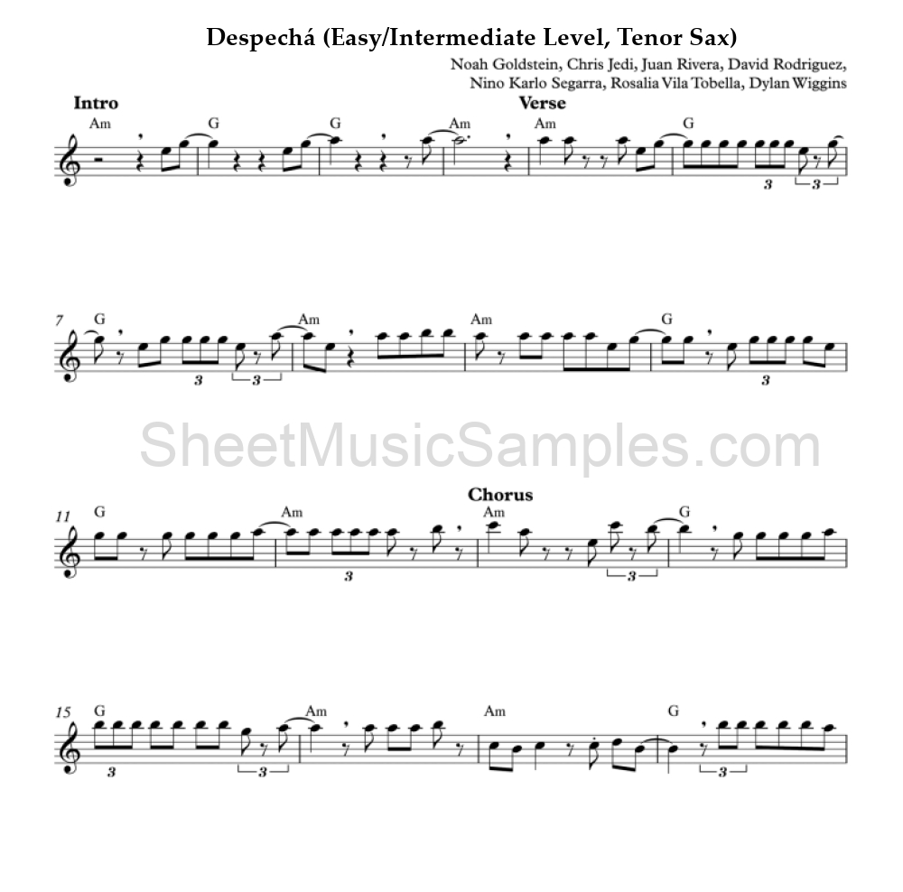 Despechá (Easy/Intermediate Level, Tenor Sax)