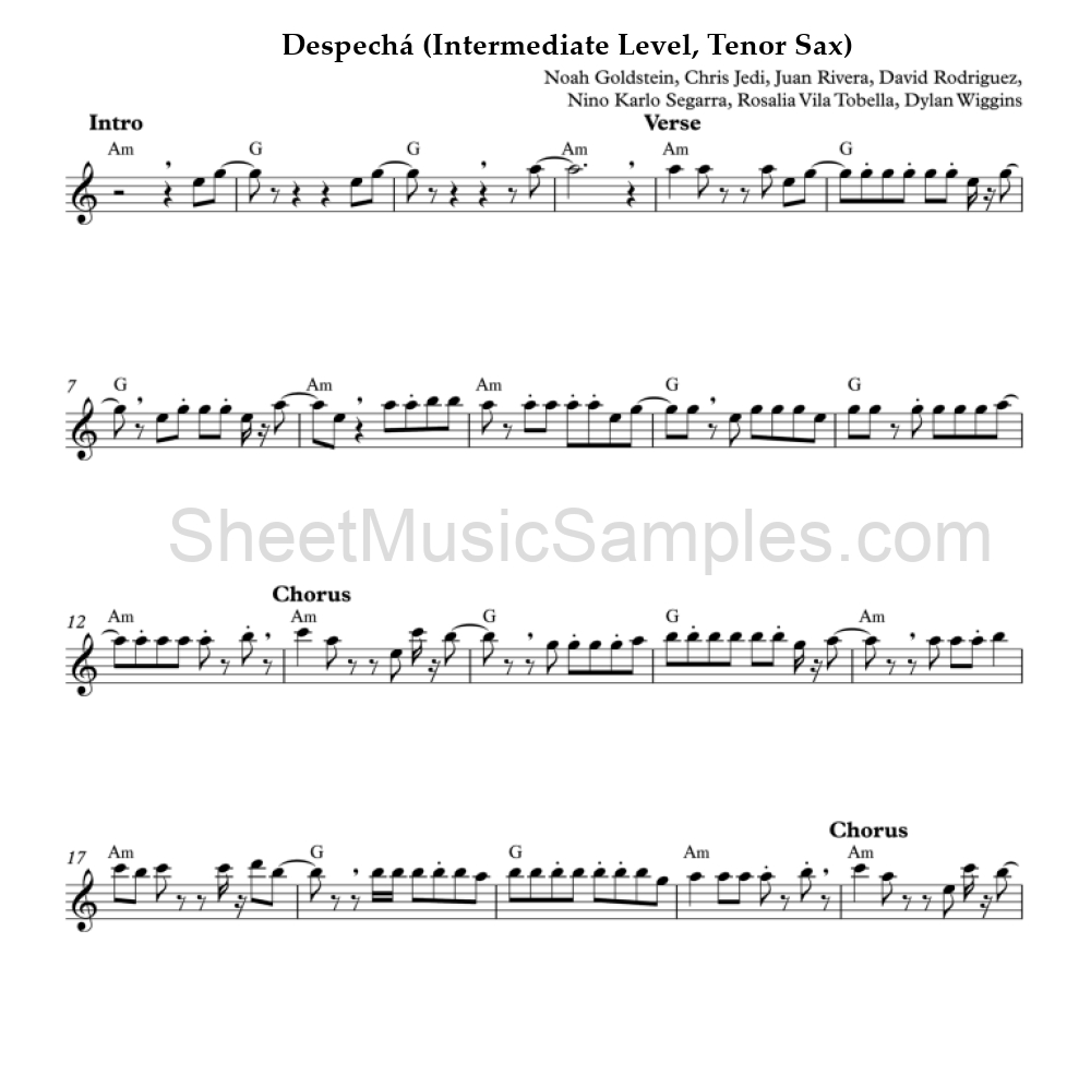 Despechá (Intermediate Level, Tenor Sax)