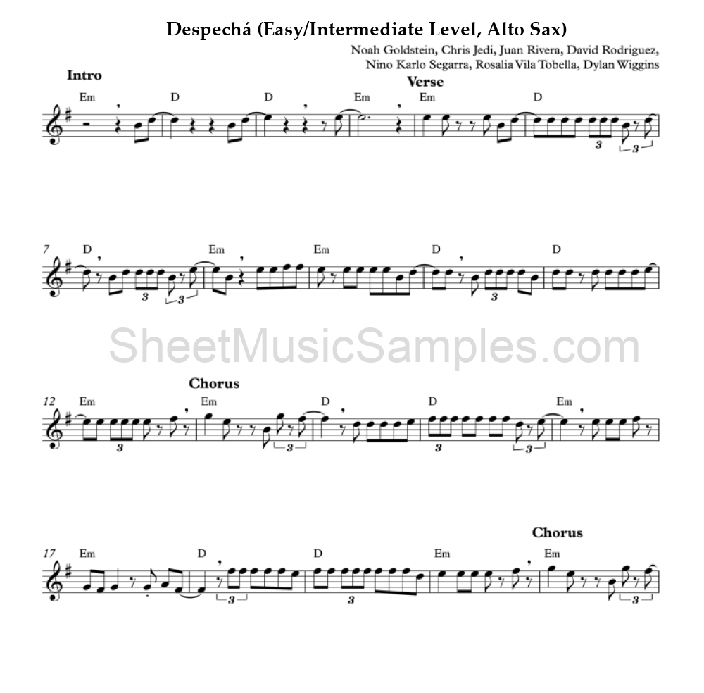 Despechá (Easy/Intermediate Level, Alto Sax)