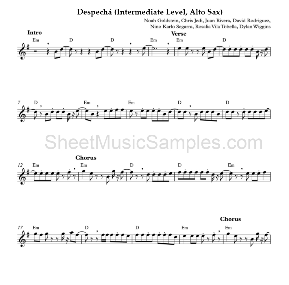 Despechá (Intermediate Level, Alto Sax)