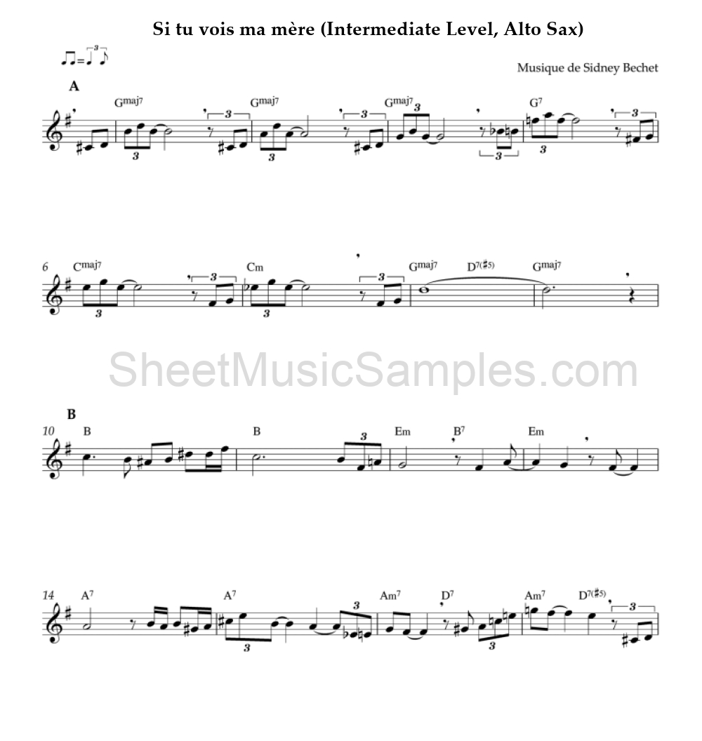 Si tu vois ma mère (Intermediate Level, Alto Sax)