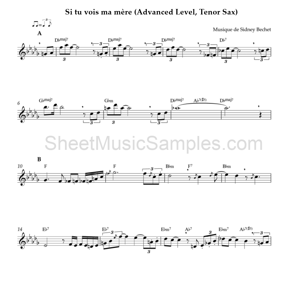 Si tu vois ma mère (Advanced Level, Tenor Sax)