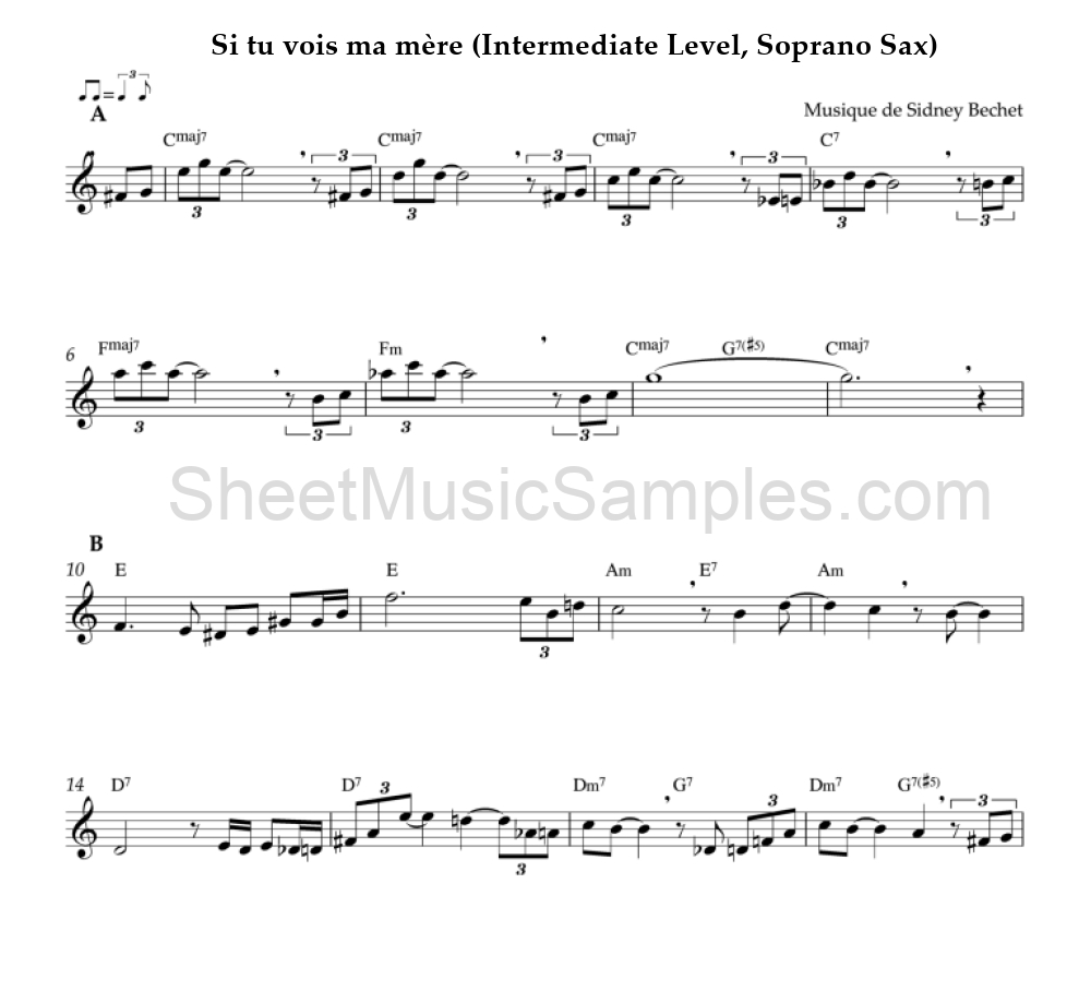 Si tu vois ma mère (Intermediate Level, Soprano Sax)