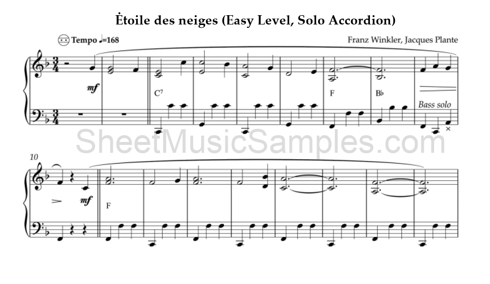 Ėtoile des neiges (Easy Level, Solo Accordion)