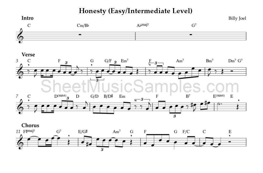 Honesty (Easy/Intermediate Level)