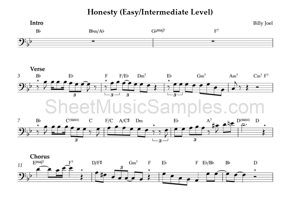 Honesty (Easy/Intermediate Level)