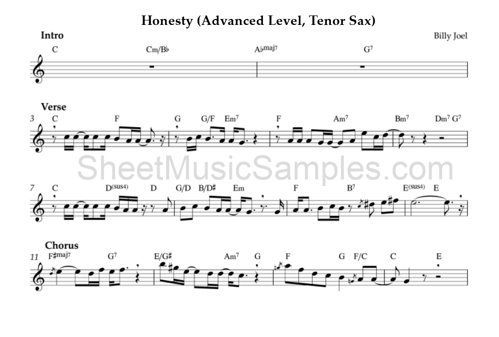 Honesty (Advanced Level, Tenor Sax)