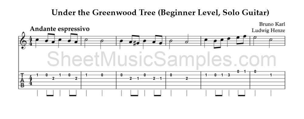 Under the Greenwood Tree (Beginner Level, Solo Guitar)