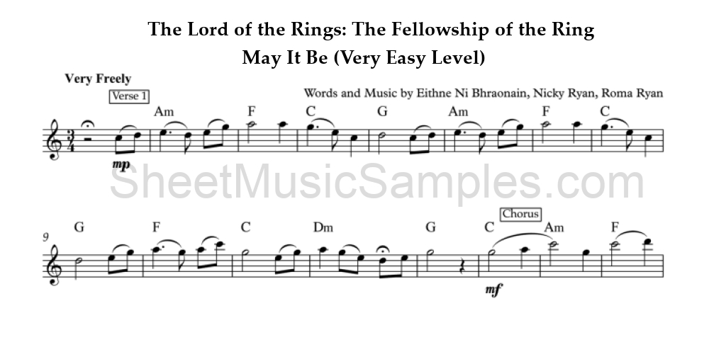 The Lord of the Rings: The Fellowship of the Ring - May It Be (Very Easy Level)