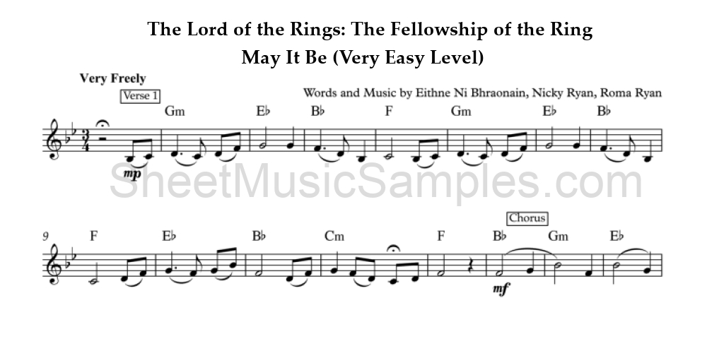 The Lord of the Rings: The Fellowship of the Ring - May It Be (Very Easy Level)