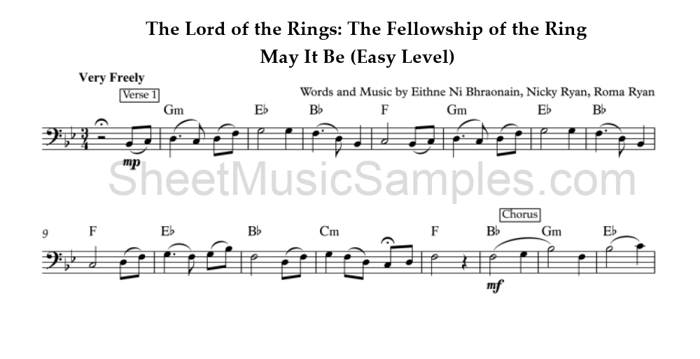 The Lord of the Rings: The Fellowship of the Ring - May It Be (Easy Level)