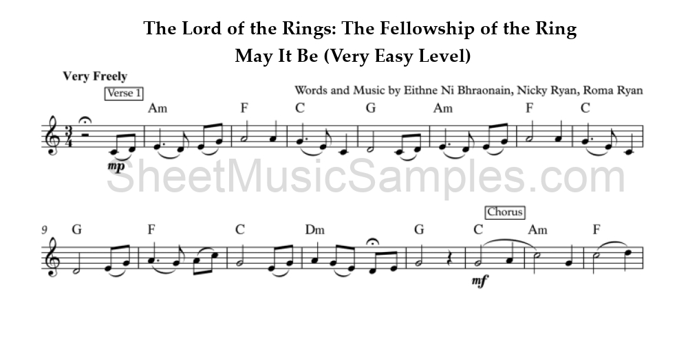 The Lord of the Rings: The Fellowship of the Ring - May It Be (Very Easy Level)